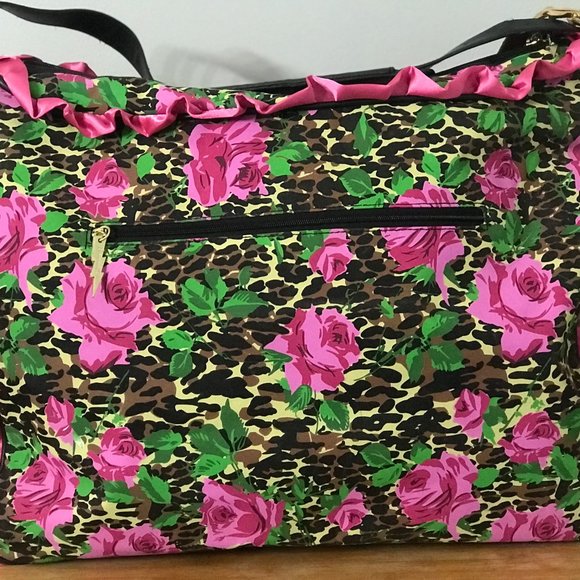Betsey Johnson Leopard Rose Weekender Travel Canvas Bag - Picture 4 of 5